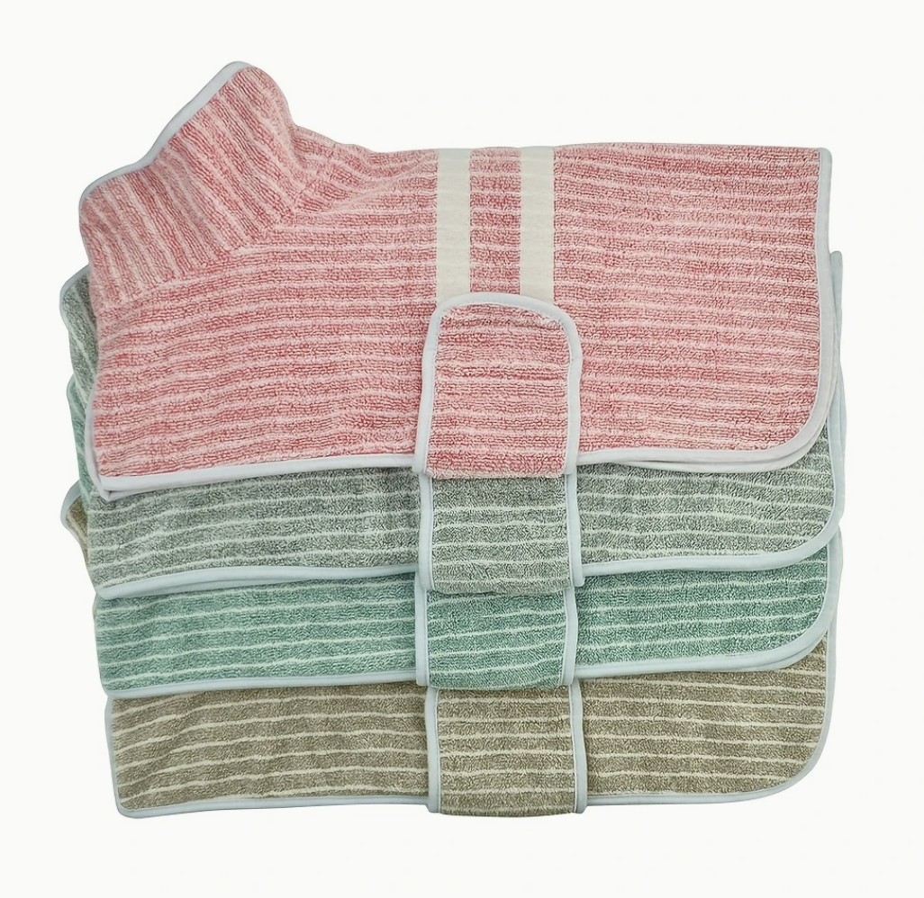 Quick-Dry Dog Bathrobe Towel - Stripes