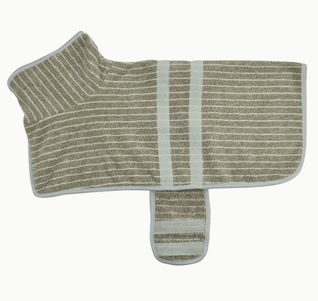 Quick-Dry Dog Bathrobe Towel - Stripes