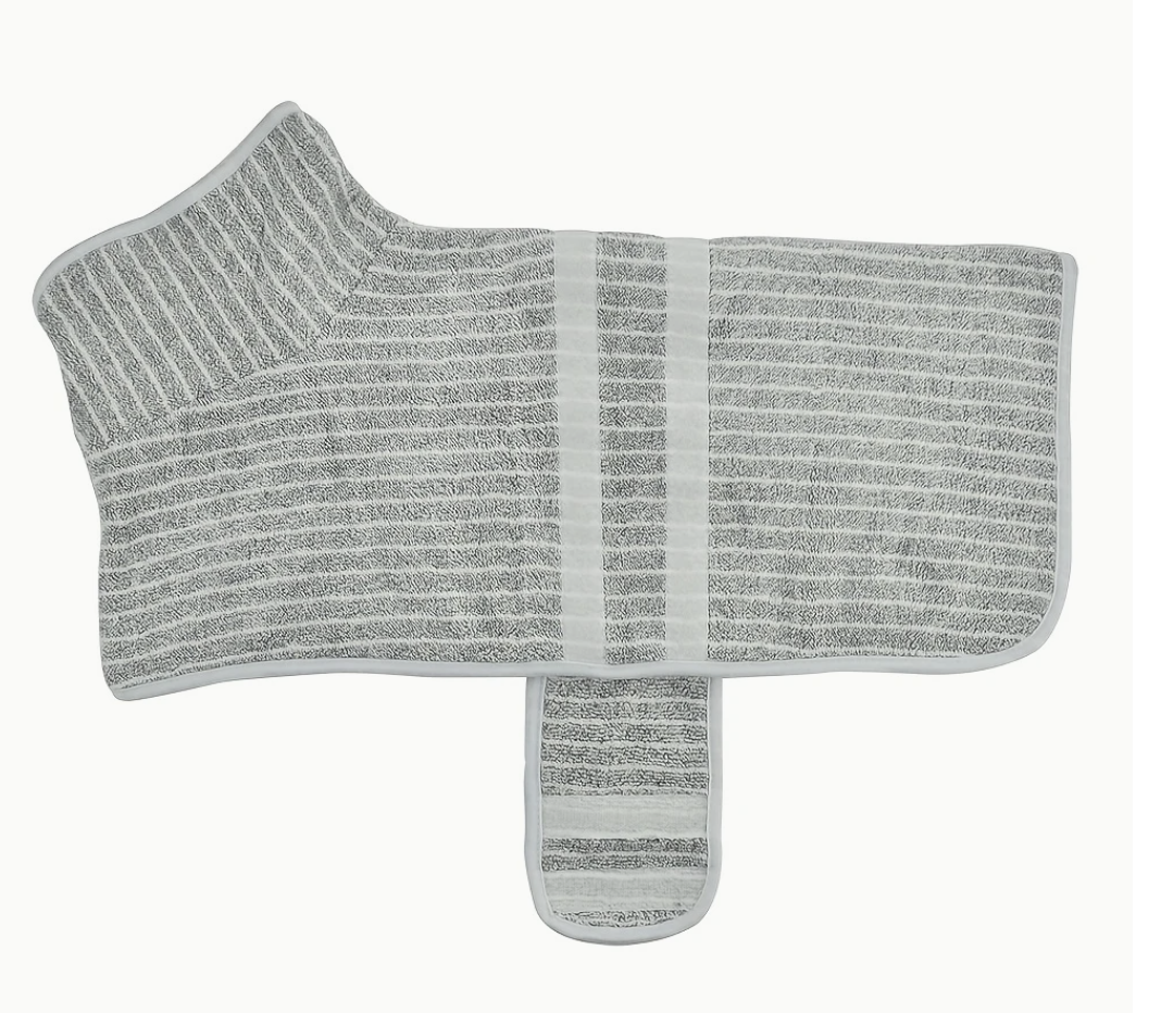 Quick-Dry Dog Bathrobe Towel - Stripes
